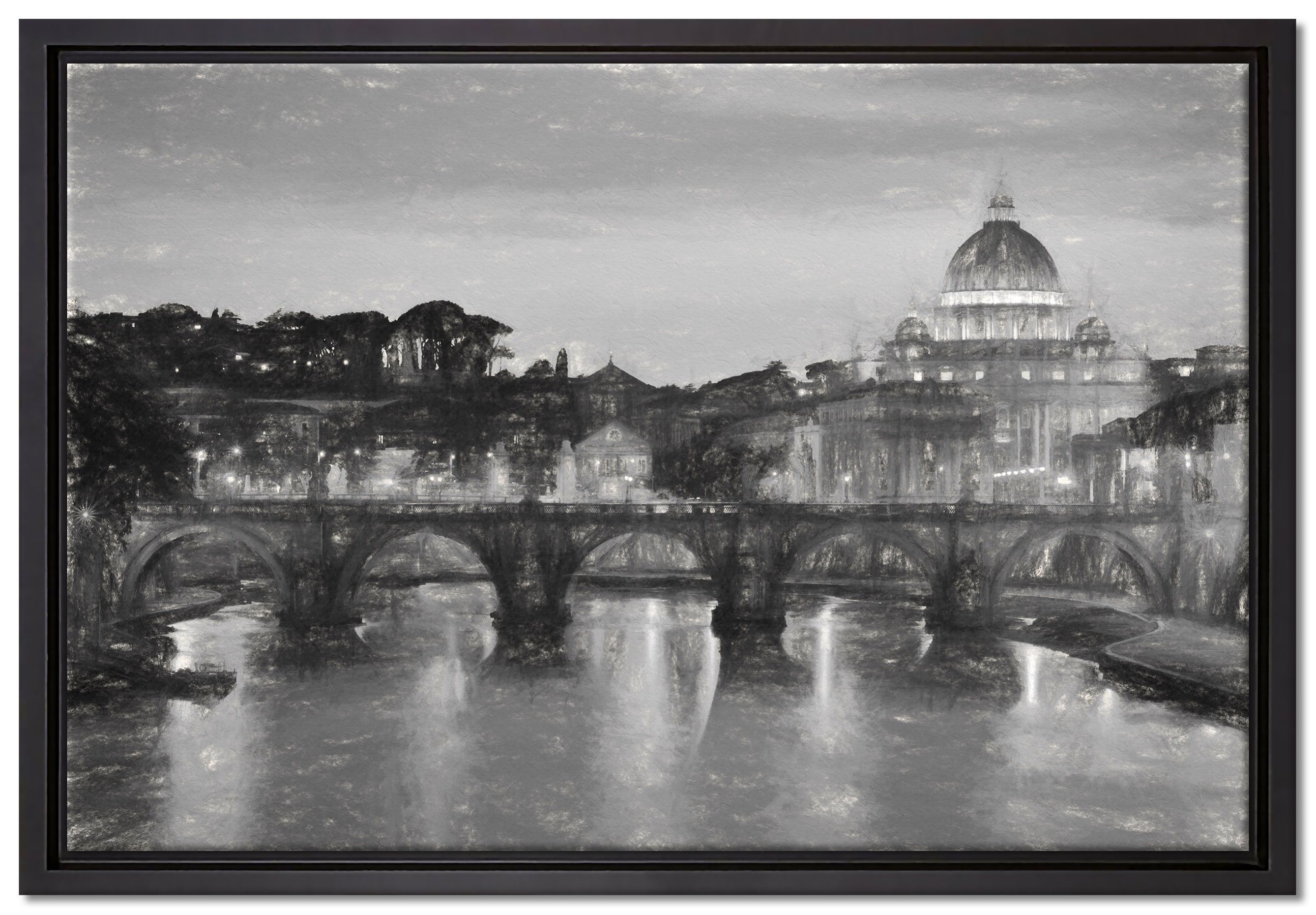 Pixxprint Leinwandbild Vatikan in fertig gefasst, inkl. Schattenfugen-Bilderrahmen bespannt, Rom, Wanddekoration (1 Zackenaufhänger St), in Leinwandbild einem