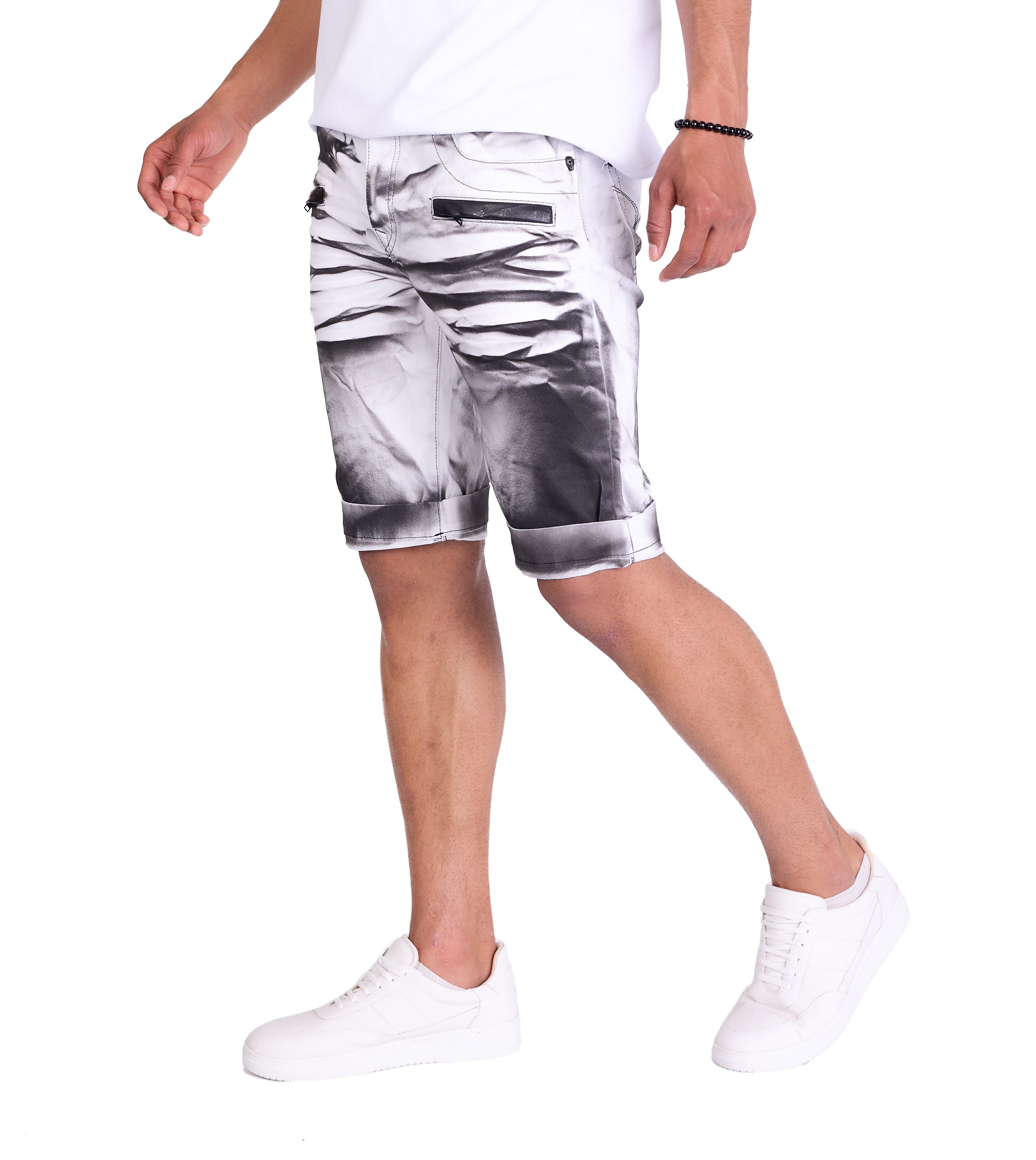 KINGZ Caprihose KINGZ Herren Jeans Capri im Batik-Look günstig online kaufen