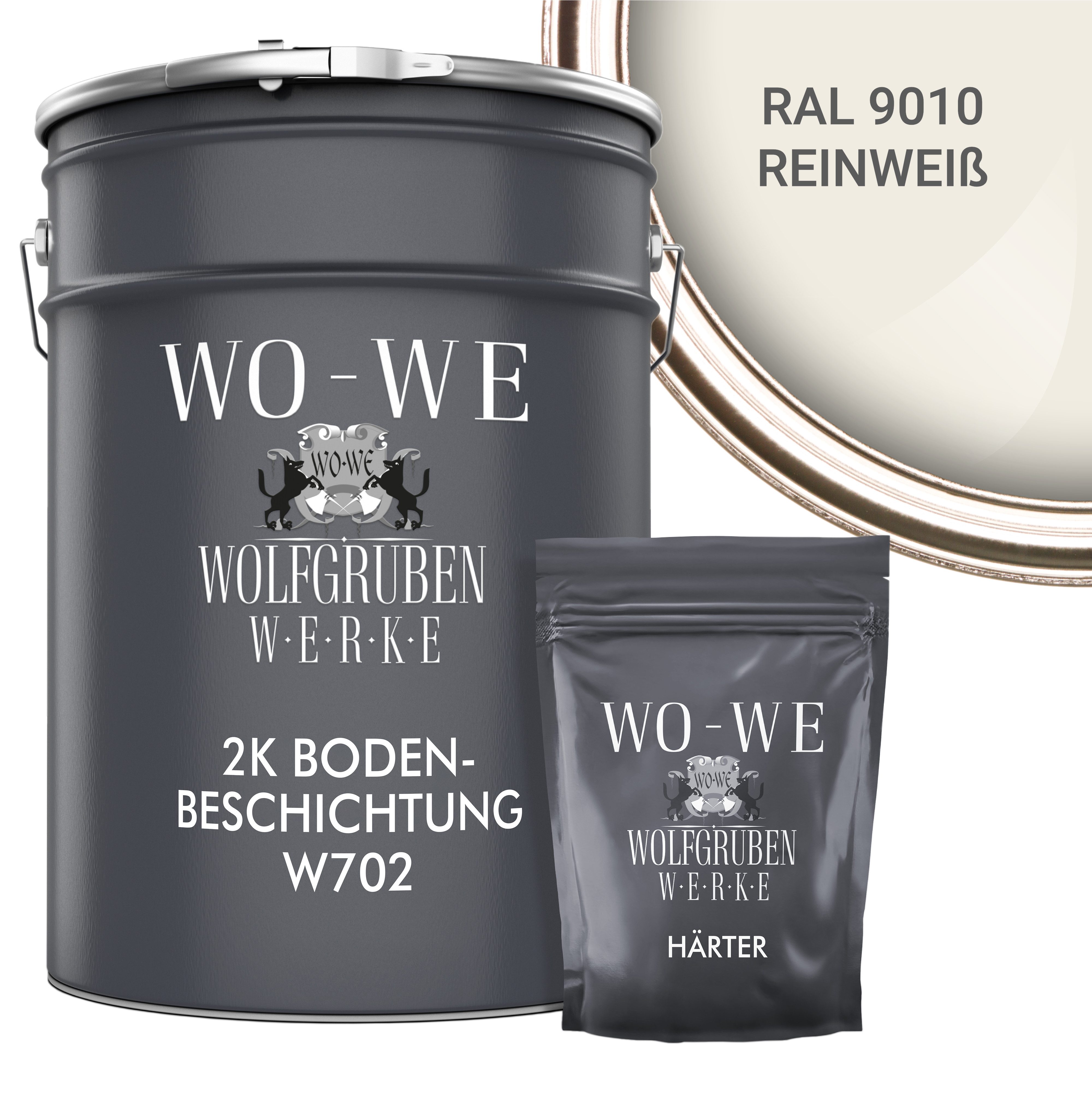 WO-WE Bodenversiegelung 2K Garagenfarbe Bodenbeschichtung W702, 2,5-20Kg, Seidenglänzend, Epoxidharz