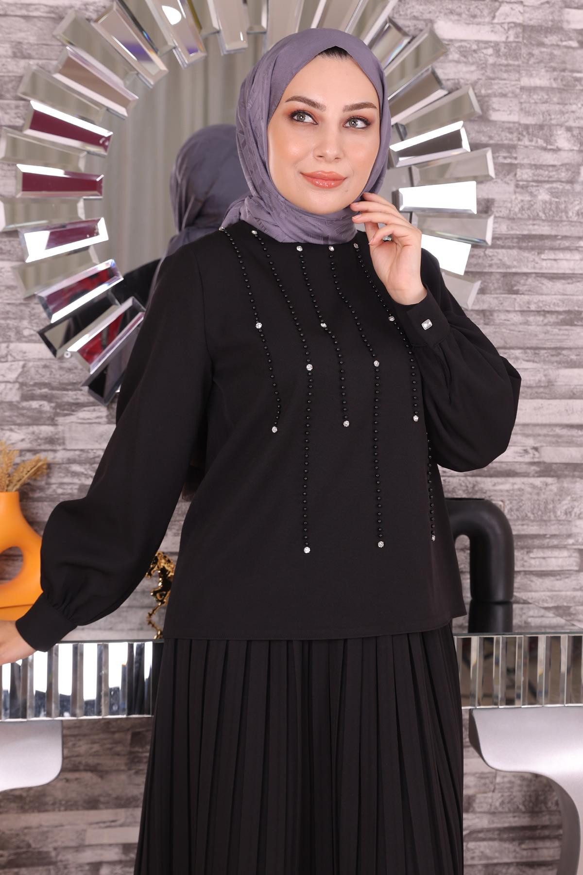 MODAMİHRAM Tunika Perlen & Stein Detail-Set günstig online kaufen