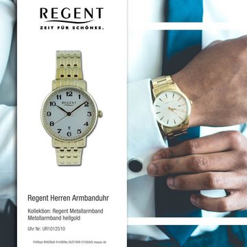 Regent Quarzuhr Regent Herren Armbanduhr Analog, Herren Armbanduhr rund, extra groß (ca. 39mm), Metallarmband