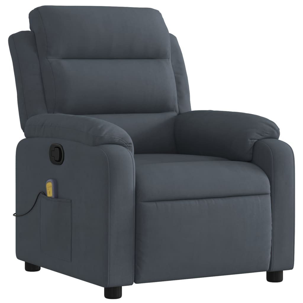 vidaXL Sessel Massage-Relaxsessel, dunkelgrauer Samt (1-St) günstig online kaufen