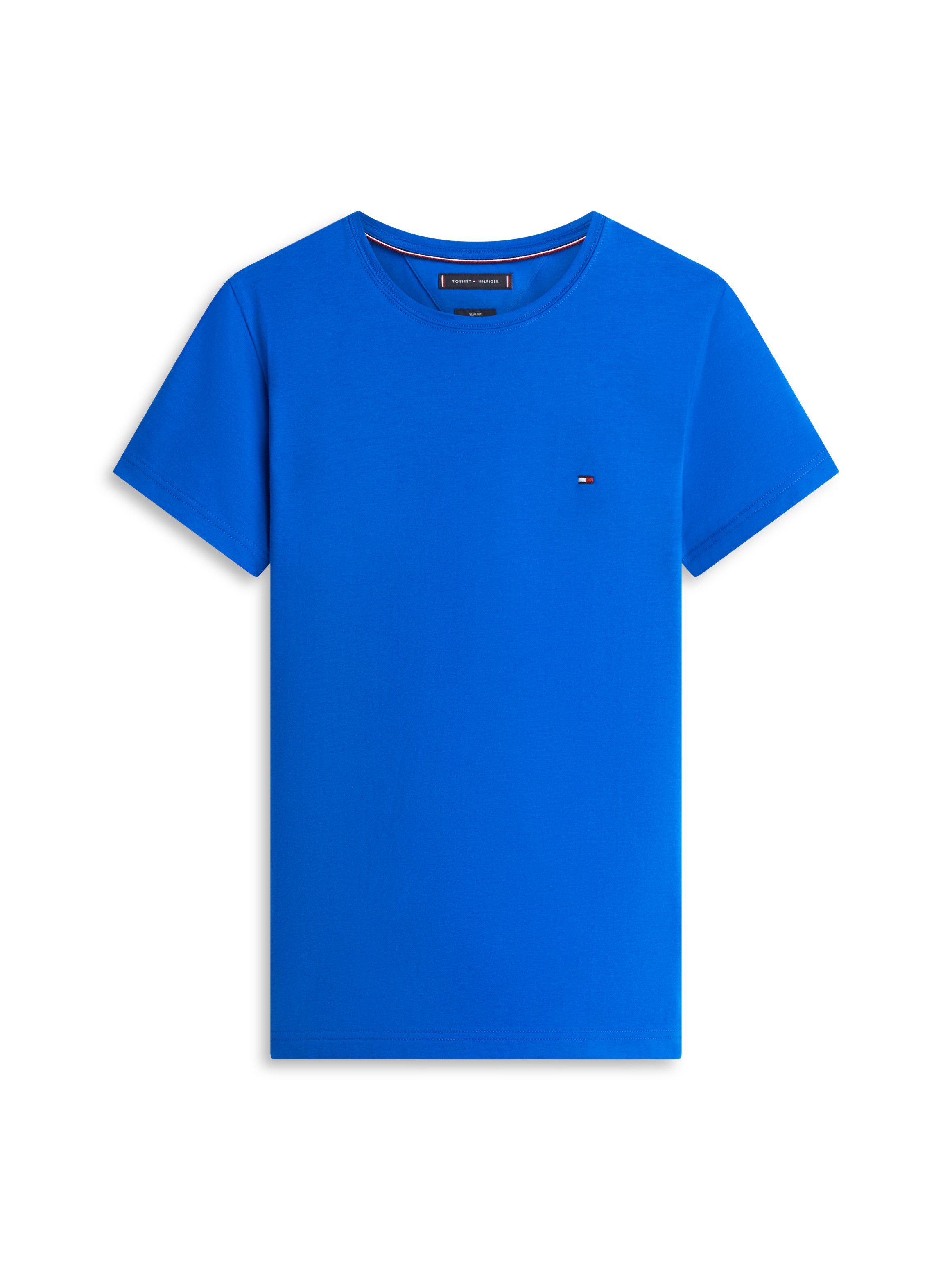 Tommy Hilfiger T-Shirt STRETCH SLIM FIT unifarben, casual, slim fit, Baumwollmix, Rundhals – Bild 4 von 5