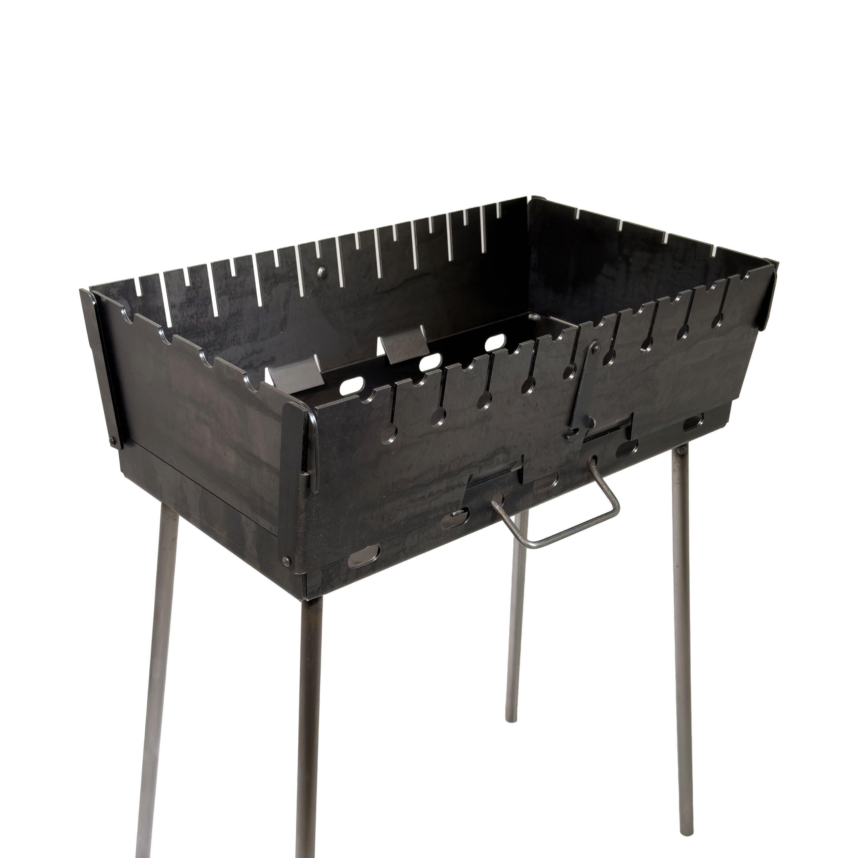 GOROCH Holzkohlegrill Mangal Verstärkter Schaschlikgrill Stahl 3 mm für 10 Spieße