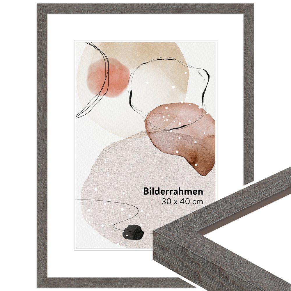 im Stil H950, Bilderrahmen WANDStyle Graubraun, Massivholz Modern aus