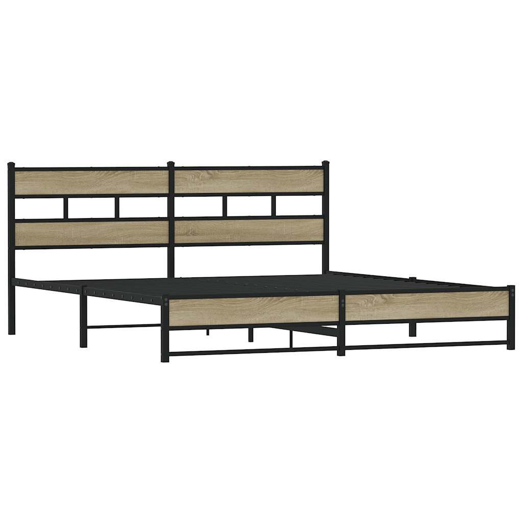 vidaXL Bett Metallbett ohne Matratze Sonoma-Eiche günstig online kaufen
