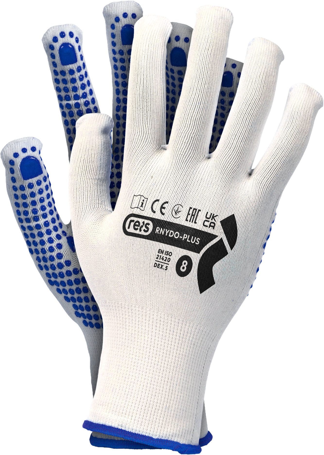 Arbeitshandschuh-Set 12 Paar Arbeitshandschuhe weiß-blau PVC gefleckt