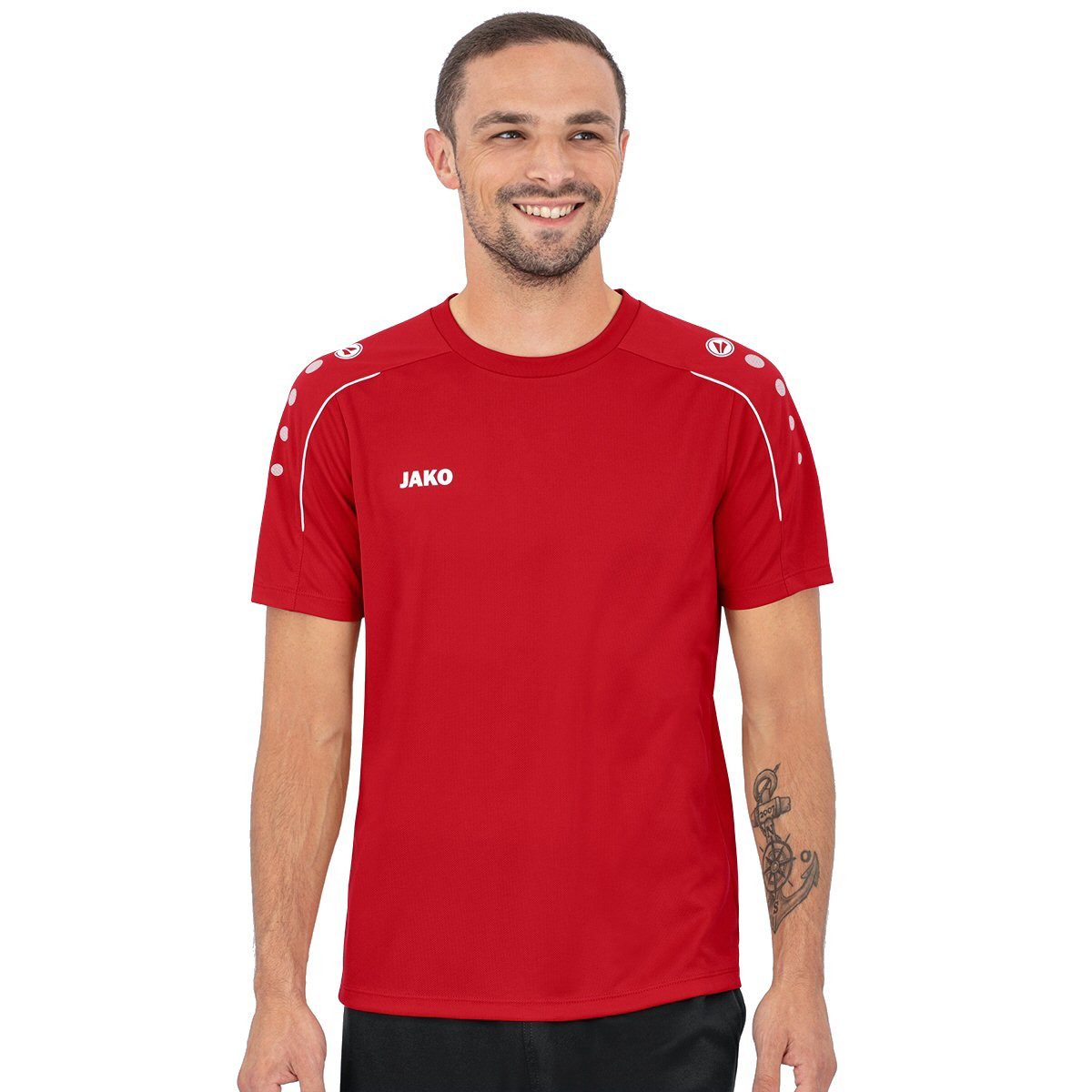 Jako T-Shirt Classico (100% Polyester-Jacquard) rot Herren