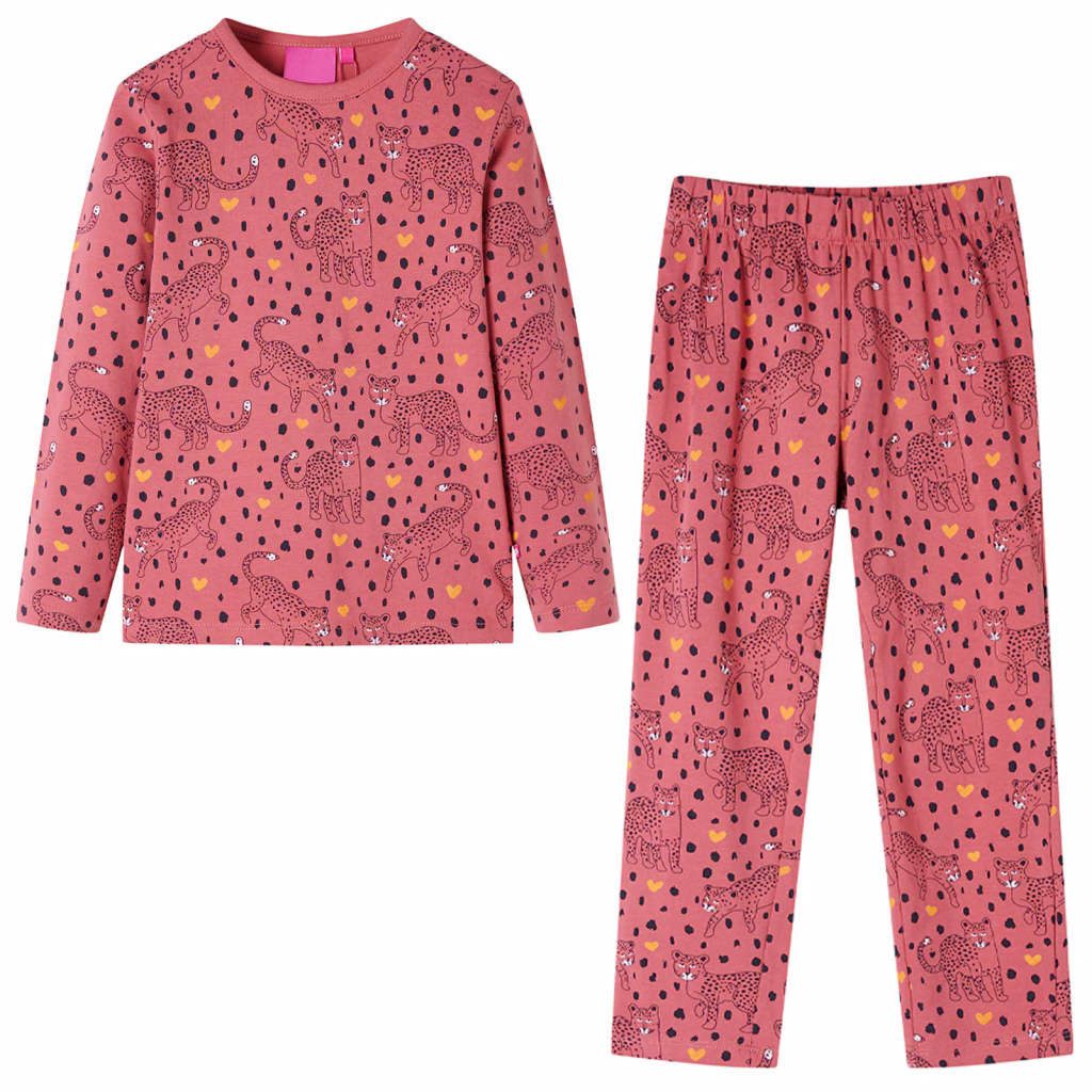 vidaXL Pyjama Kinderpyjama mit Langen Ärmeln Altrosa 92