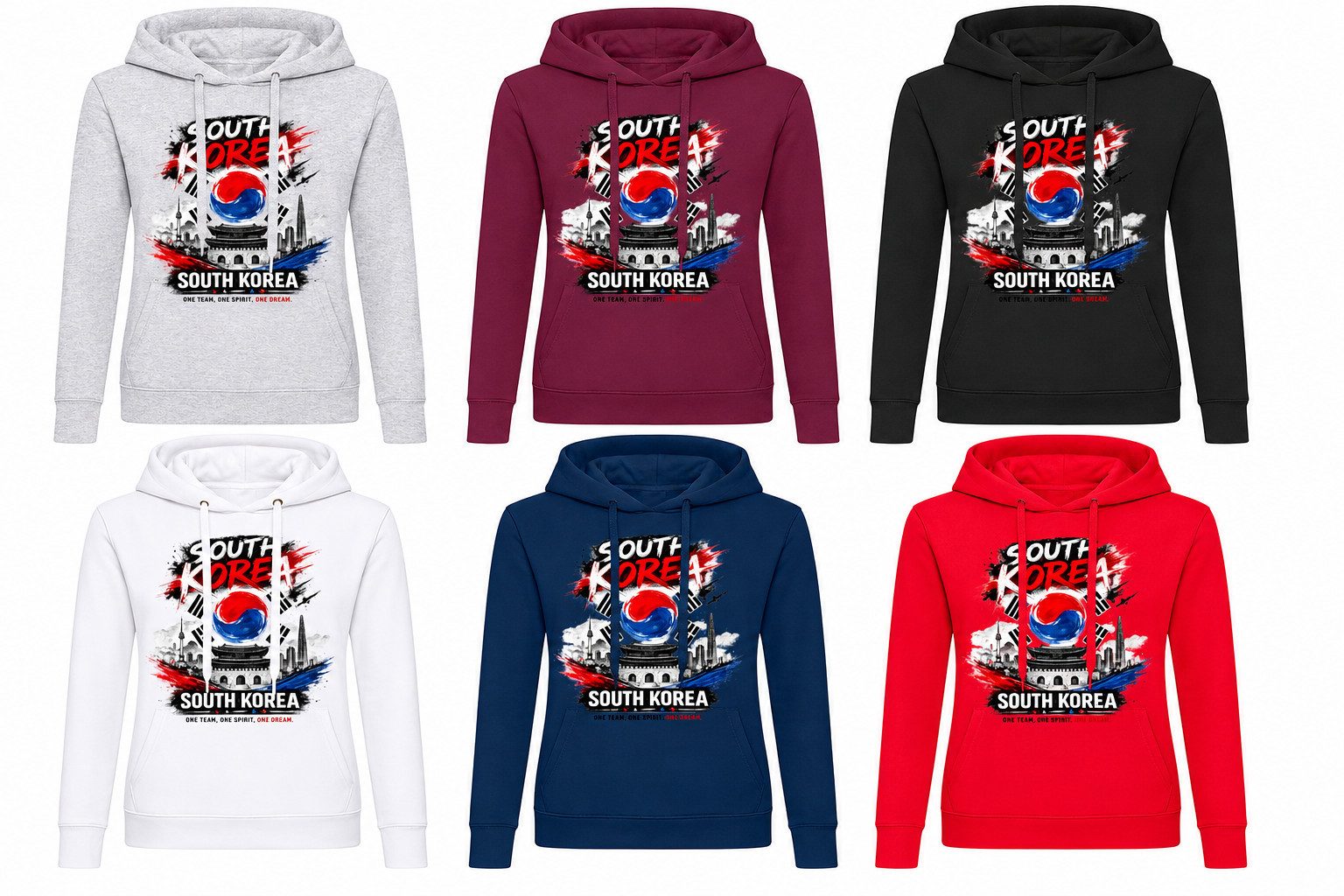 Blondie & Brownie Hoodie OneSpiritKorea Damen Korea Flaggen Print Kapuzenhoodie (Einzelartikel, Einzelartikel) OneSpiritKorea_D_Hoodie Seoul Edition