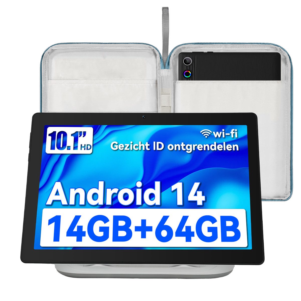 BUFO 10 Zoll Android 14 Tablet mit Ladedock & Lautsprecher, 14(3+11)GB+64GB Tablet (10", 64 GB, Android 14, WiFi 6, BT 5.0)