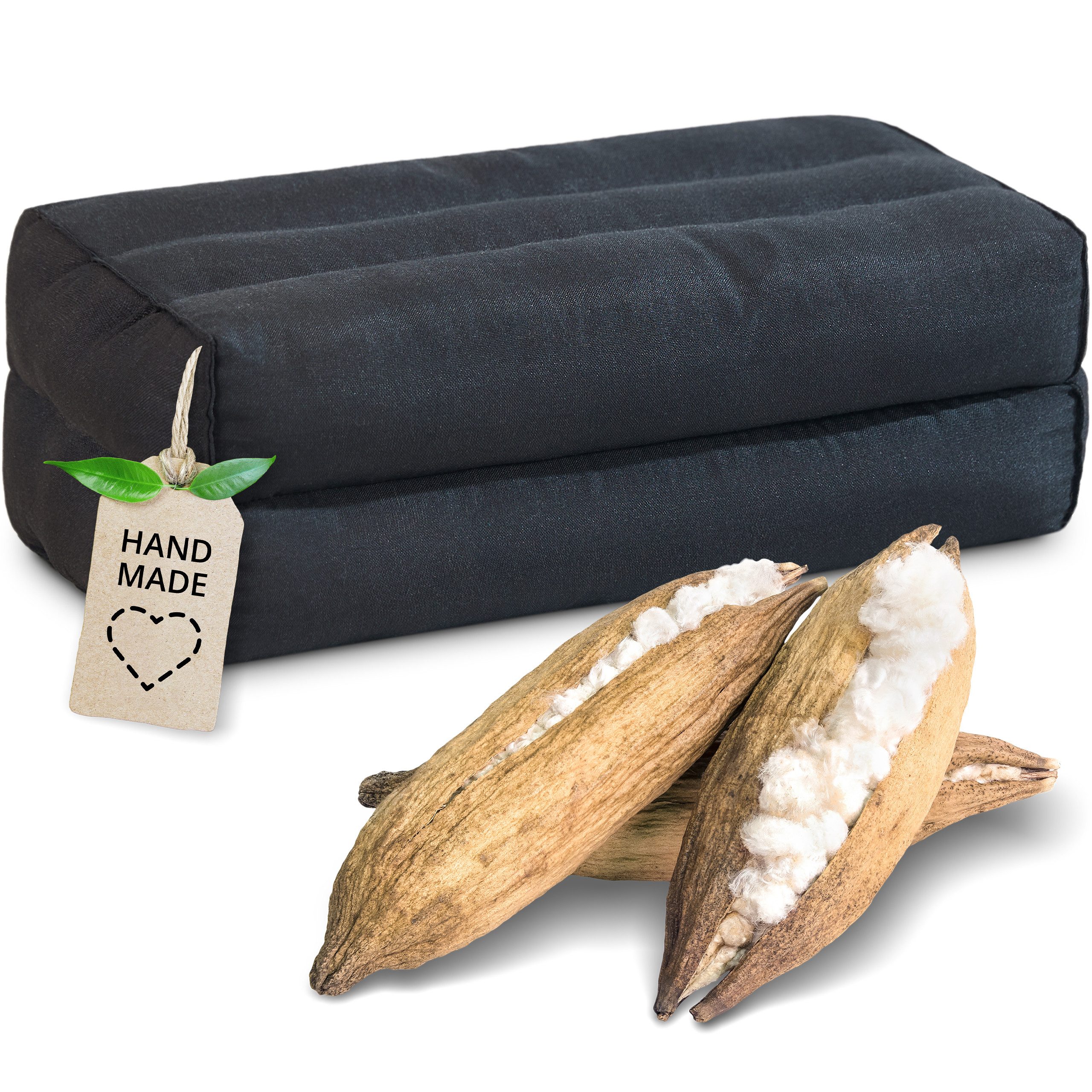 livasia Stützkissen Yogakissen (Basic) vegan und handgefertigt, 17x34x12cm, Kapok