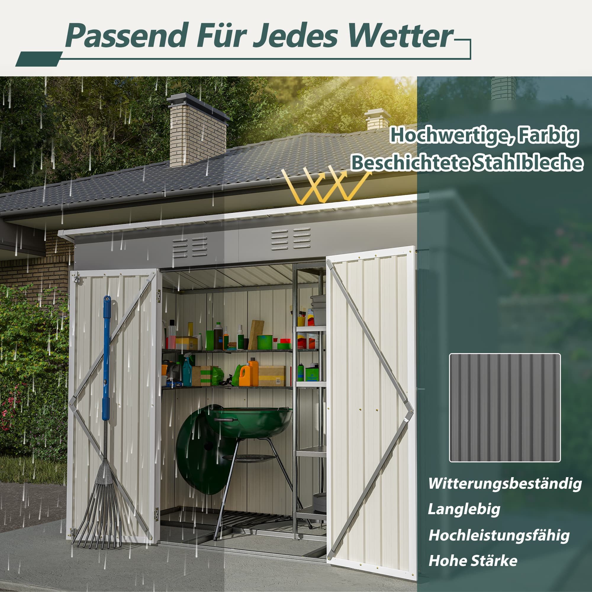 autolock Gerätehaus Gartenhaus Metallgerätehaus Gartenschuppen wetterfest, günstig online kaufen