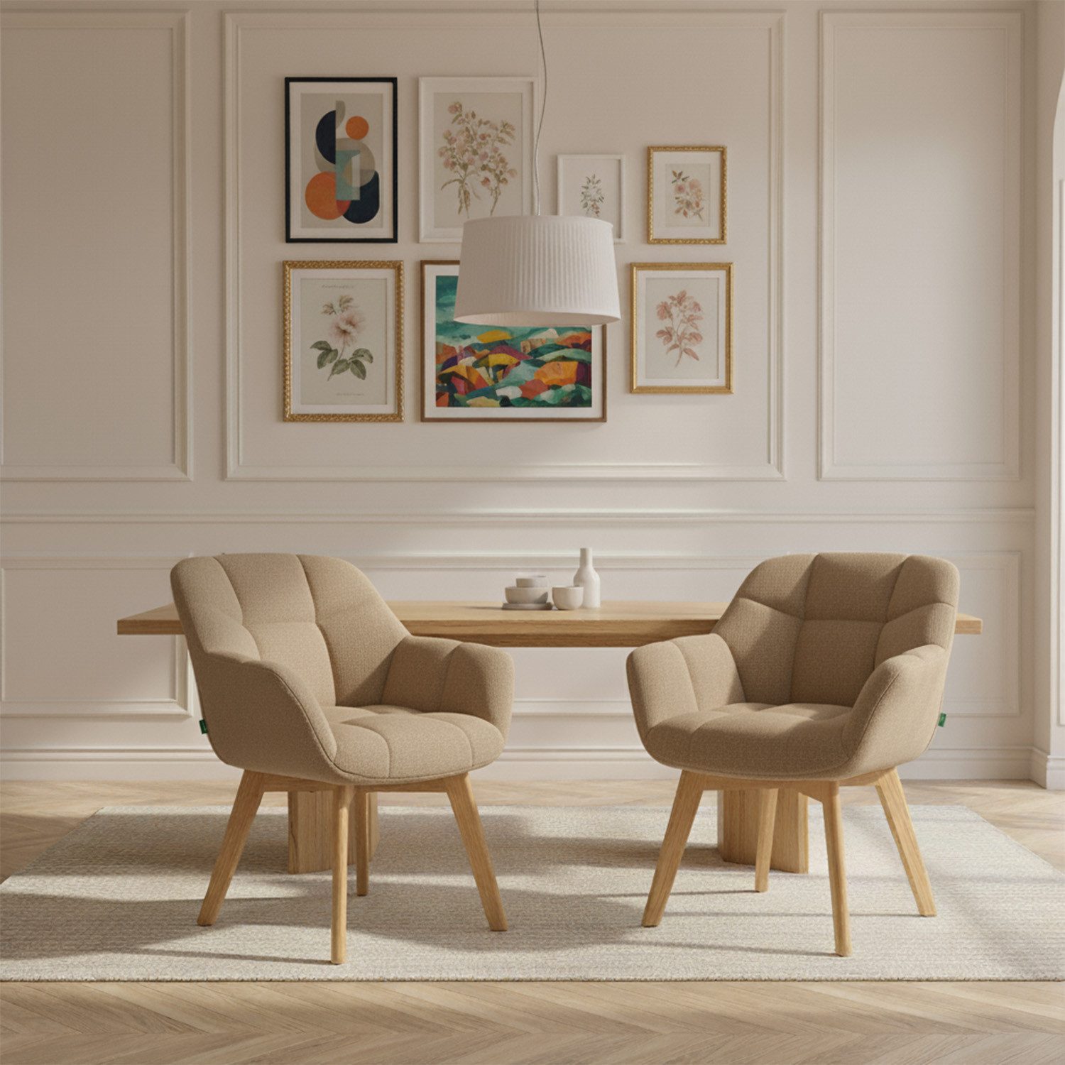 DUBI Möbel Polsterstuhl Mika-Nele 2er-Set, Eiche geölt, 360° drehbar im 2er günstig online kaufen