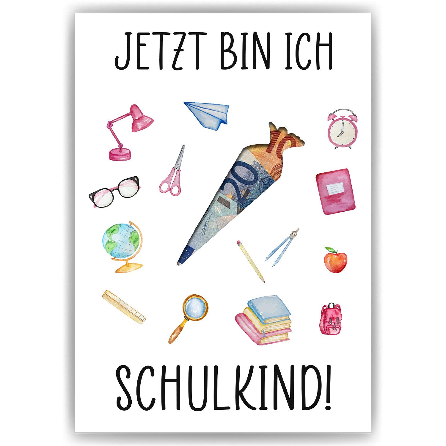 Poster Geschenk Einschulung Schulanfang Geldgeschenk Schultüte Schulanfänger