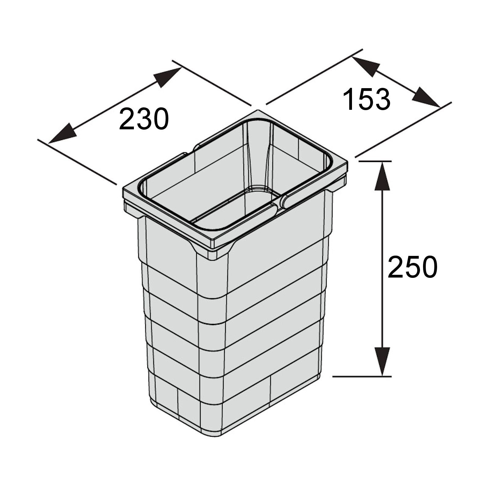 SO-TECH® Mülltrennsystem eins2vier KB 600 mm, Seitenstärke 16 mm Höhe 250 mm, 2x 7L, 2x 15L, 1x 60er Bodenplatte, 1x 60er Deckelplatte