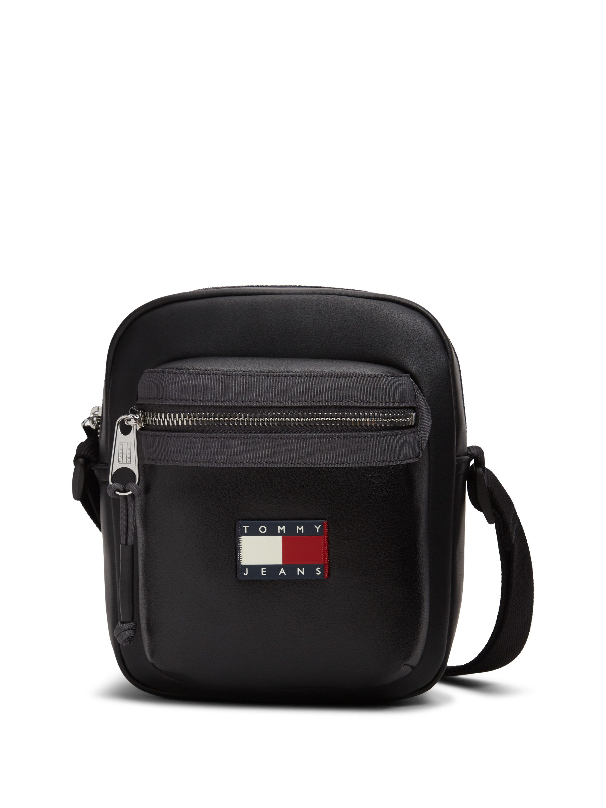 Tommy Jeans Umhängetasche TJM ELEVATED PU REPORTER, Herren Schultertasche, Crossbodybag mit Logo-Aufnäher