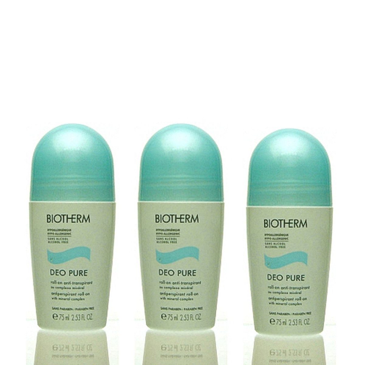 BIOTHERM Körperpflegemittel 3x Biotherm Deo Pure Roll-on 75 ml = 225 ml