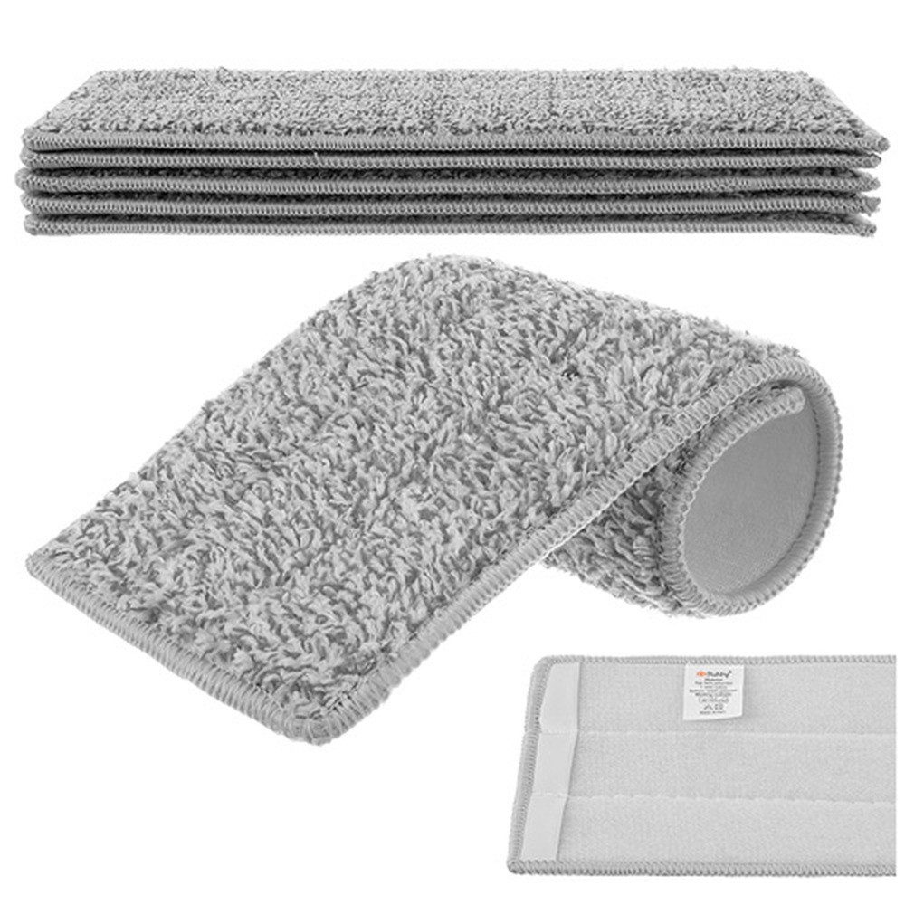 Ruhhy Moppbezug Flachmoppbezüge Wischbezug (Polyester, 12x33 cm, Spar-Set, 5-tlg., Reinigung, Ideal für Parkett, Laminat, Fliesen und empfindliche Oberflächen)