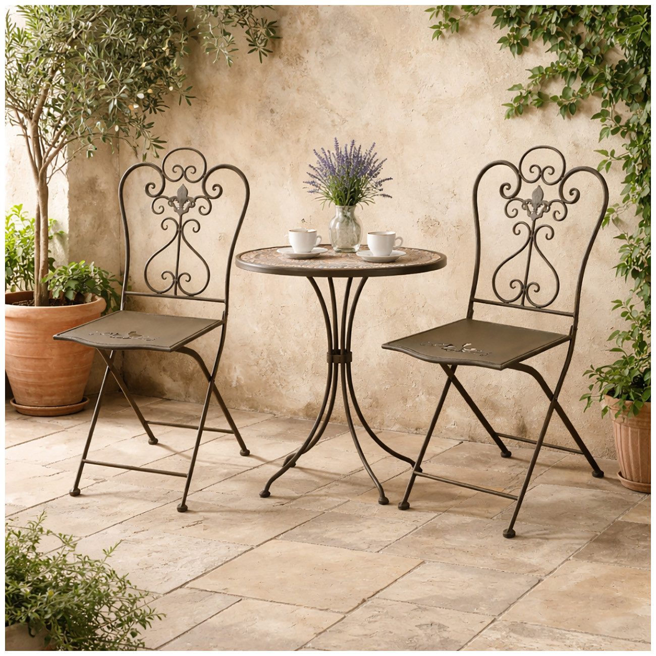 HTI-Living Klappstuhl Romantische Metallstühle 2er Set (Set, 2 St), Gartenstuhl Klappstuhl