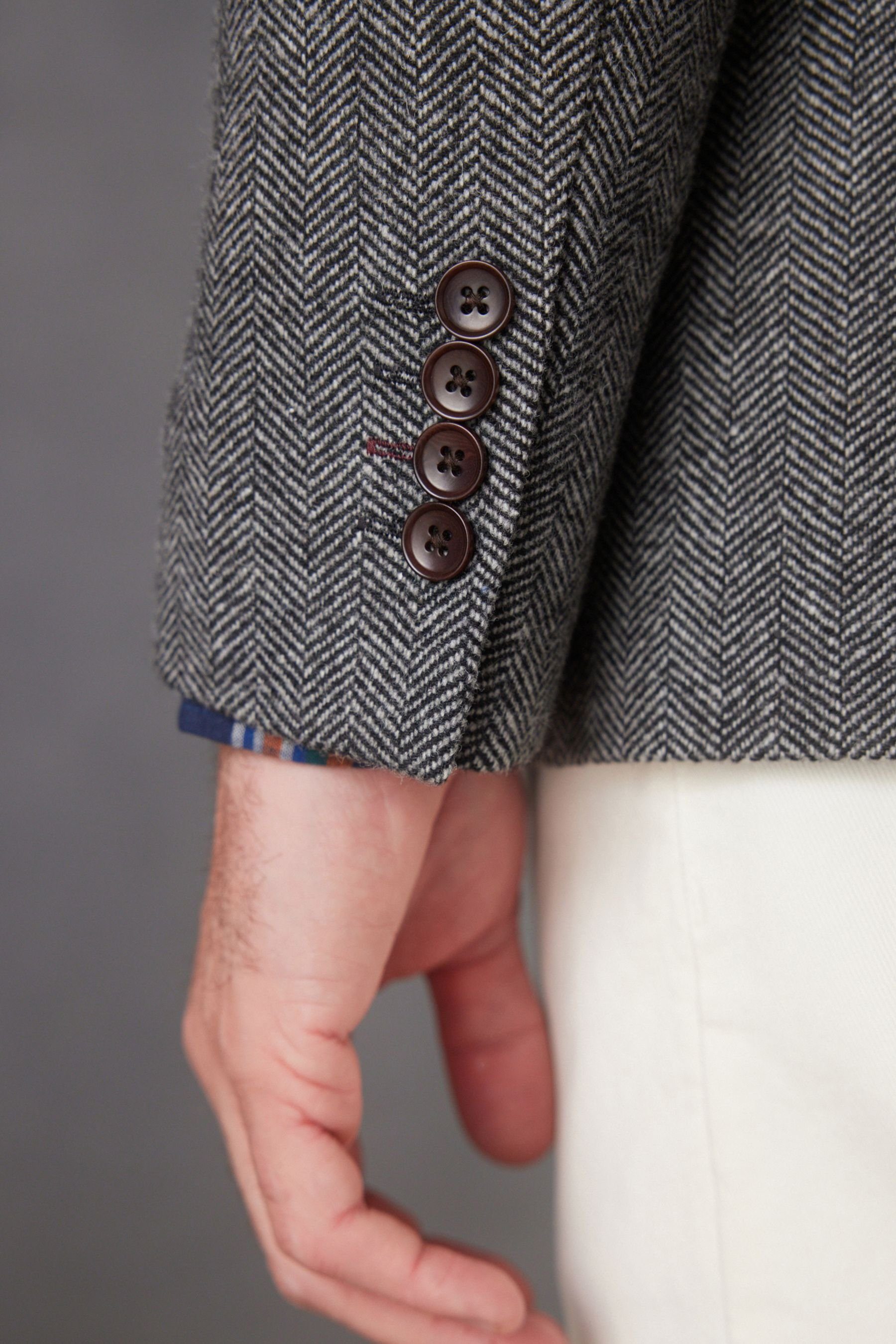 Next Sakko Nova Fides Slim Fit Wollblazer mit Fischgrätmuster (1-tlg)