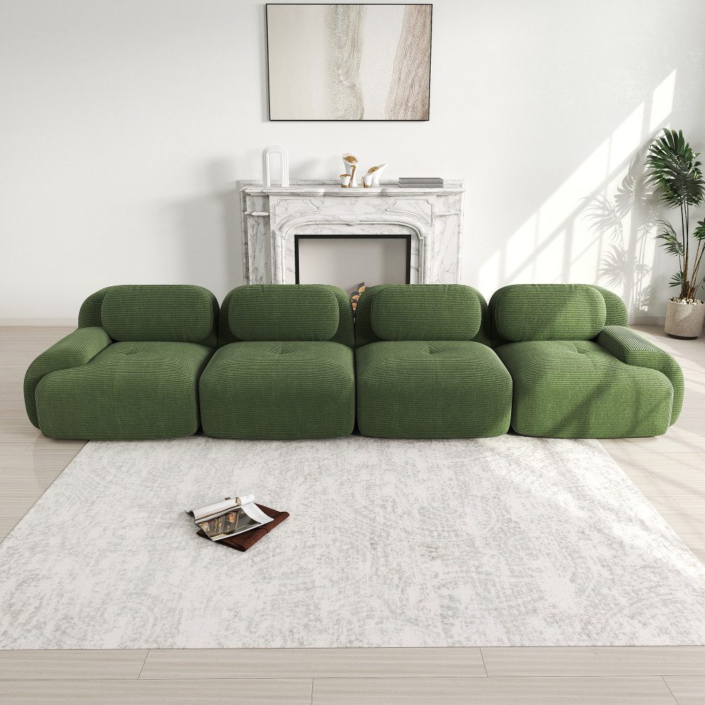 BBWL Sofa 4-Sitzer Sofa aus Cordstoff modular ohne Montage, haustierfreundlich, 32D hochelastische Polsterung,ergonomisch für Schlafzimmer und Büro