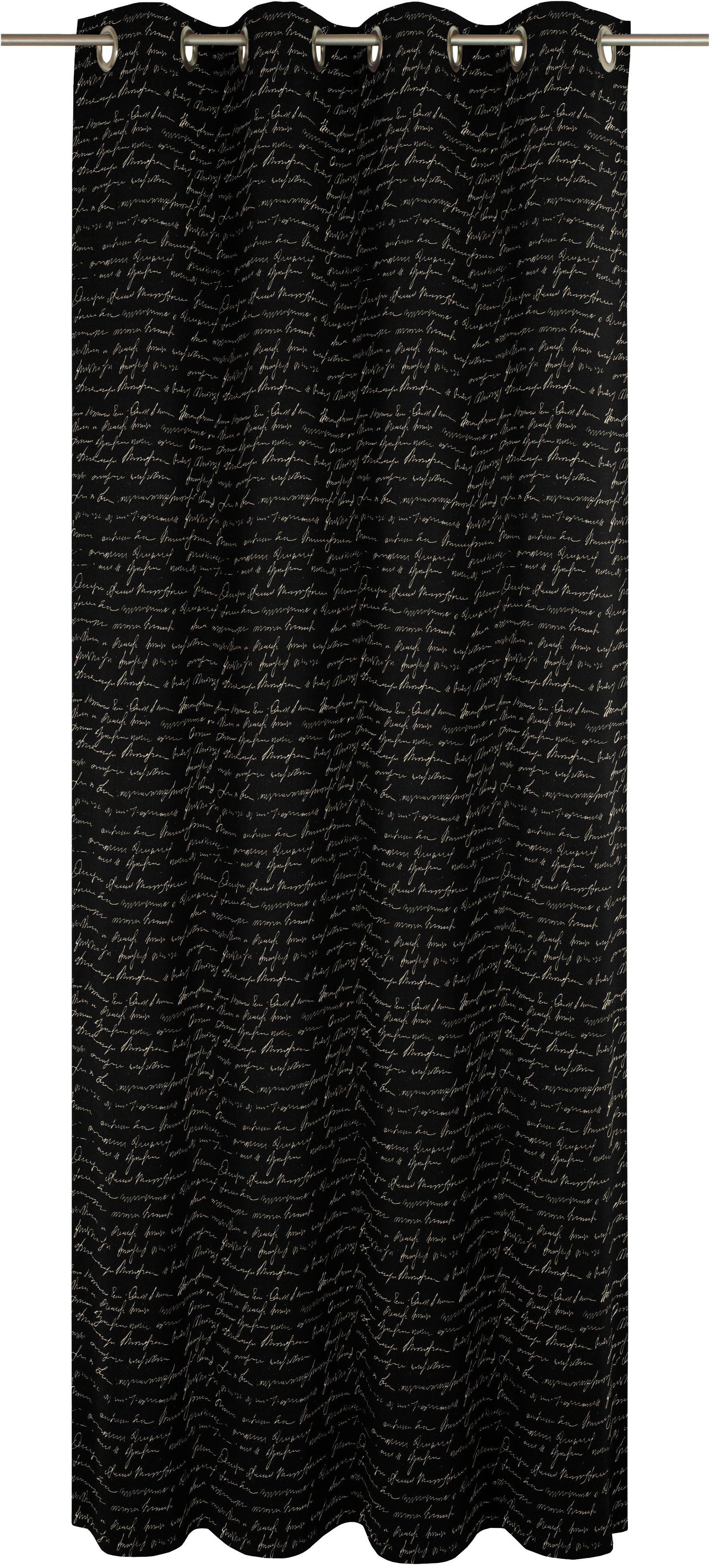 Vorhang Scribble, Adam, Ösen (1 Jacquard, St), aus Bio-Baumwolle schwarz/naturweiß nachhaltig blickdicht