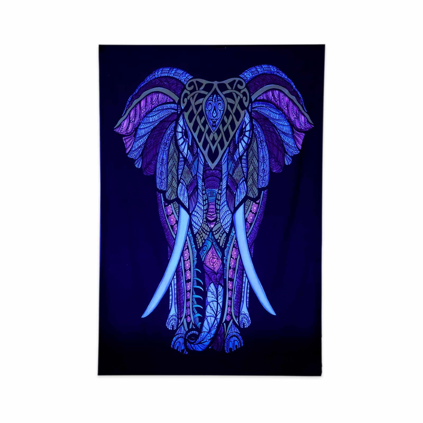 KUNST UND MAGIE Wandteppich Kunst&Magie Tagesdecke Wandbehang Tuch Elefant UV Aktiv ca 200x135cm. € 32,90