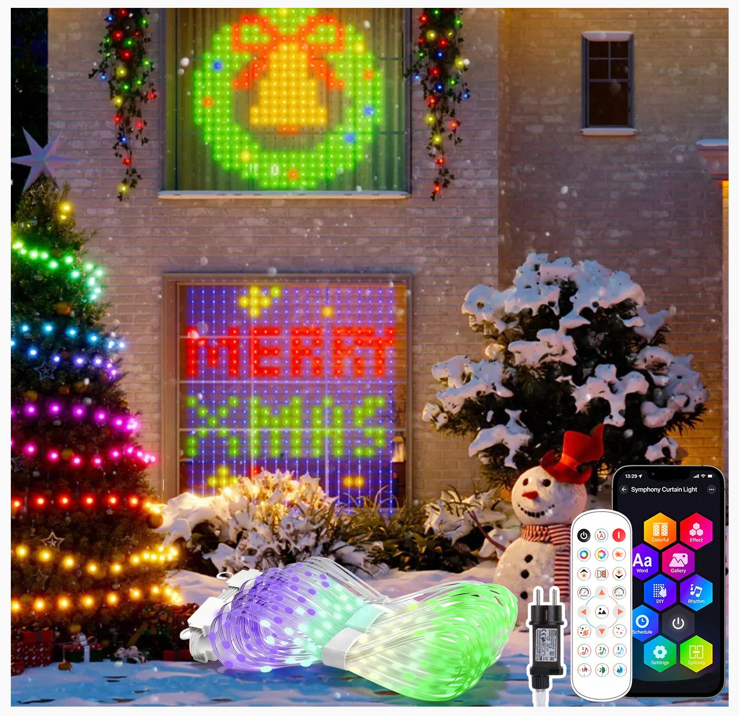 XERSEK Lichtervorhang Smart Dynamisch LED Lichtervorhänge RGB Weihnachtslic günstig online kaufen