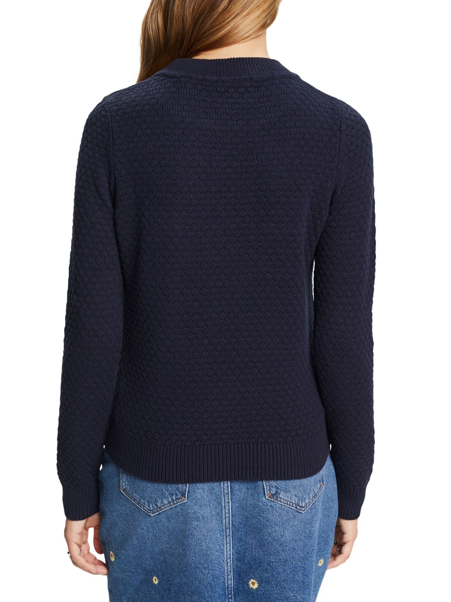 Strukturierter Esprit NAVY Baumwollmix Strickpullover, Rundhalspullover