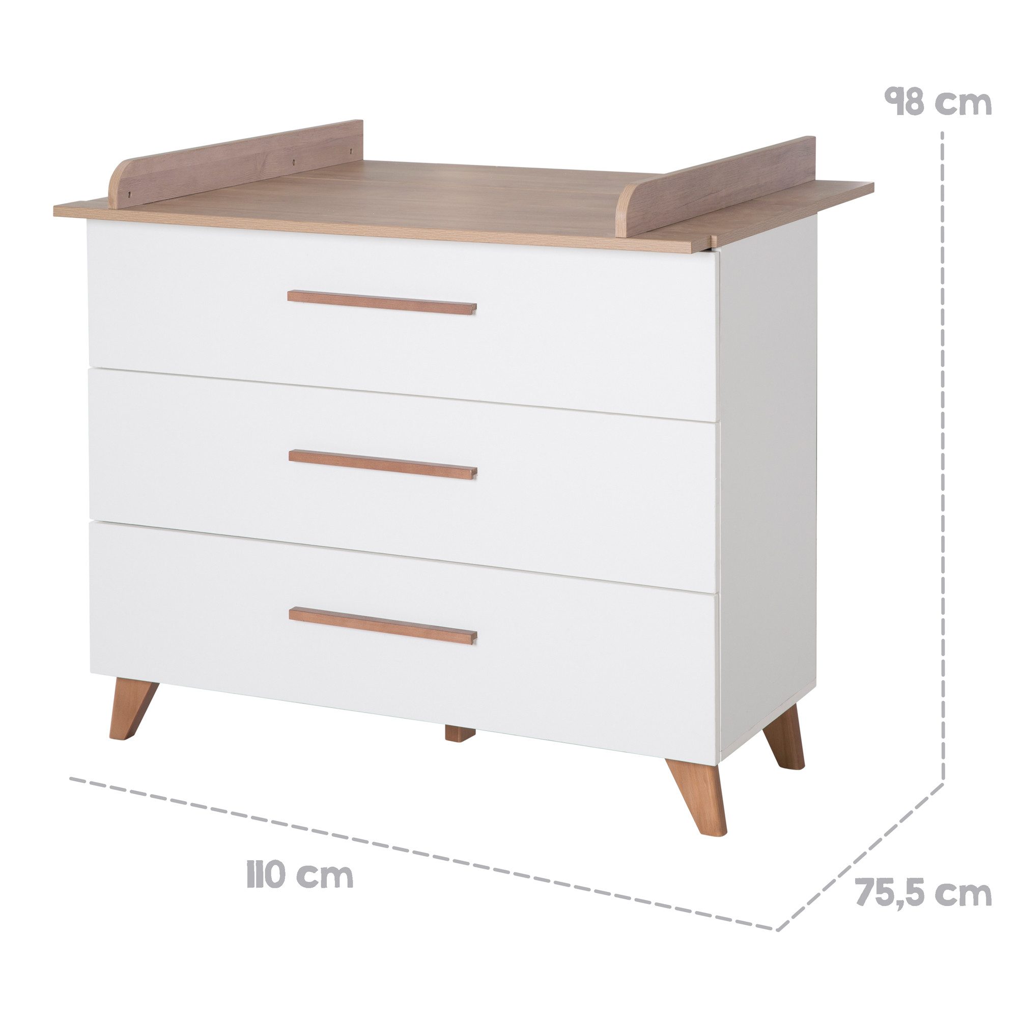 roba® Babymöbel-Set Ole 2-teilig, modernes Kinderzimmer - Griffe & Füße aus Massivholz