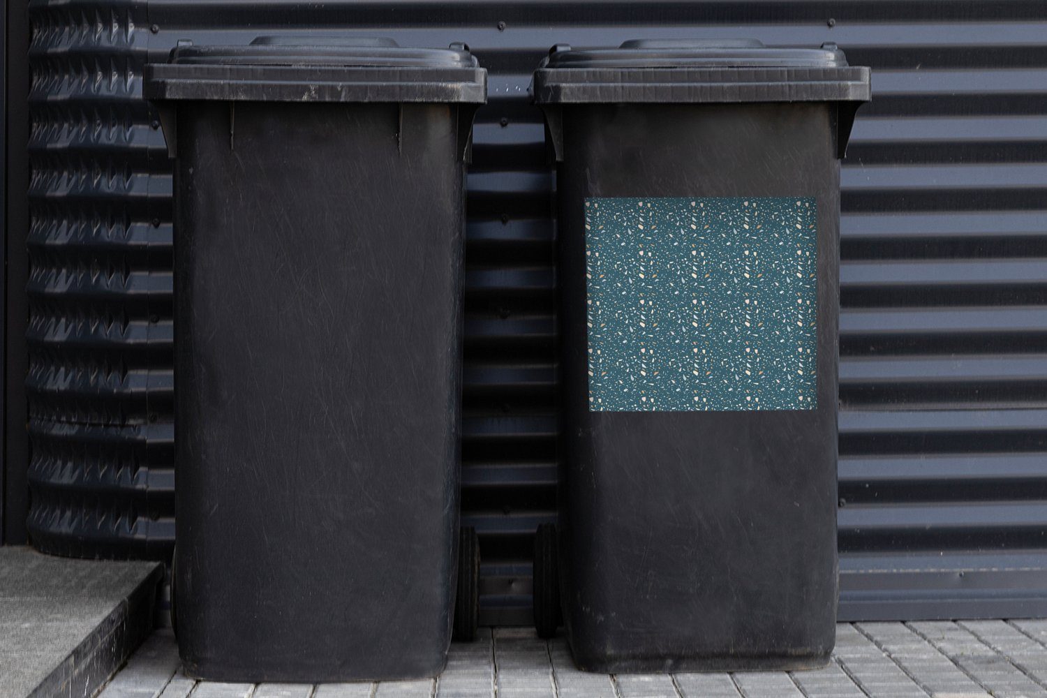 St), MuchoWow Sticker, - - Wandsticker Abfalbehälter Container, (1 Textur Muster Mülleimer-aufkleber, Terazzo Mülltonne,