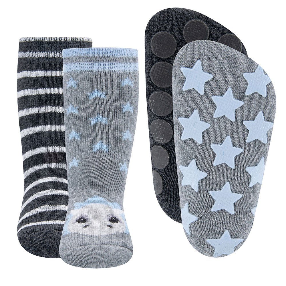 Dino/Ringel ABS grau Ewers (2-Paar) ABS-Socken Stoppersocken