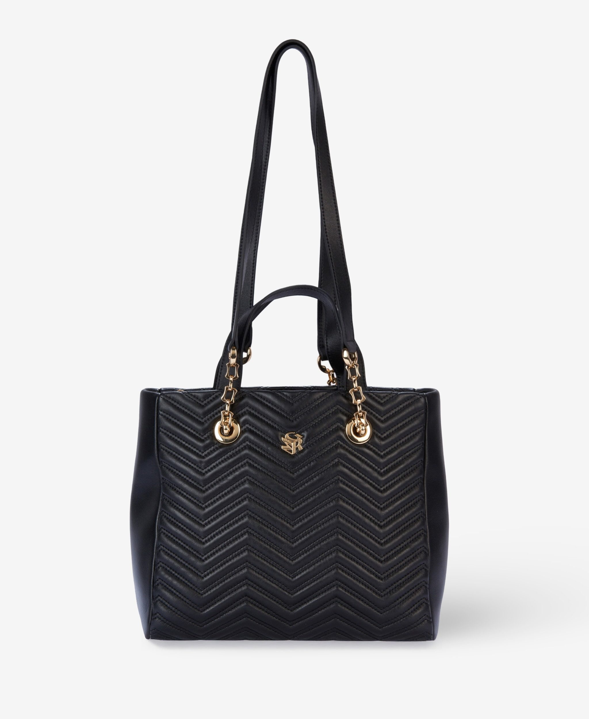 GLAMIRA Handtasche Lysandra Schwarze Handtasche mit Henkel (1-tlg), echt Leder, mit geräumigem Hauptfach