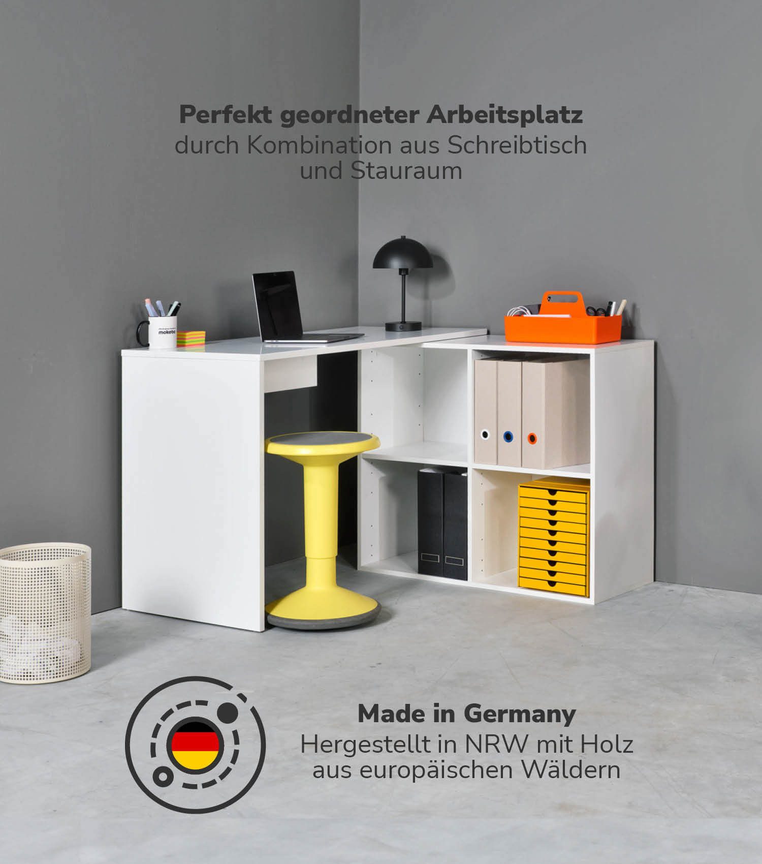 mokebo Eckschreibtisch Der Produktive (mit 4 günstig online kaufen