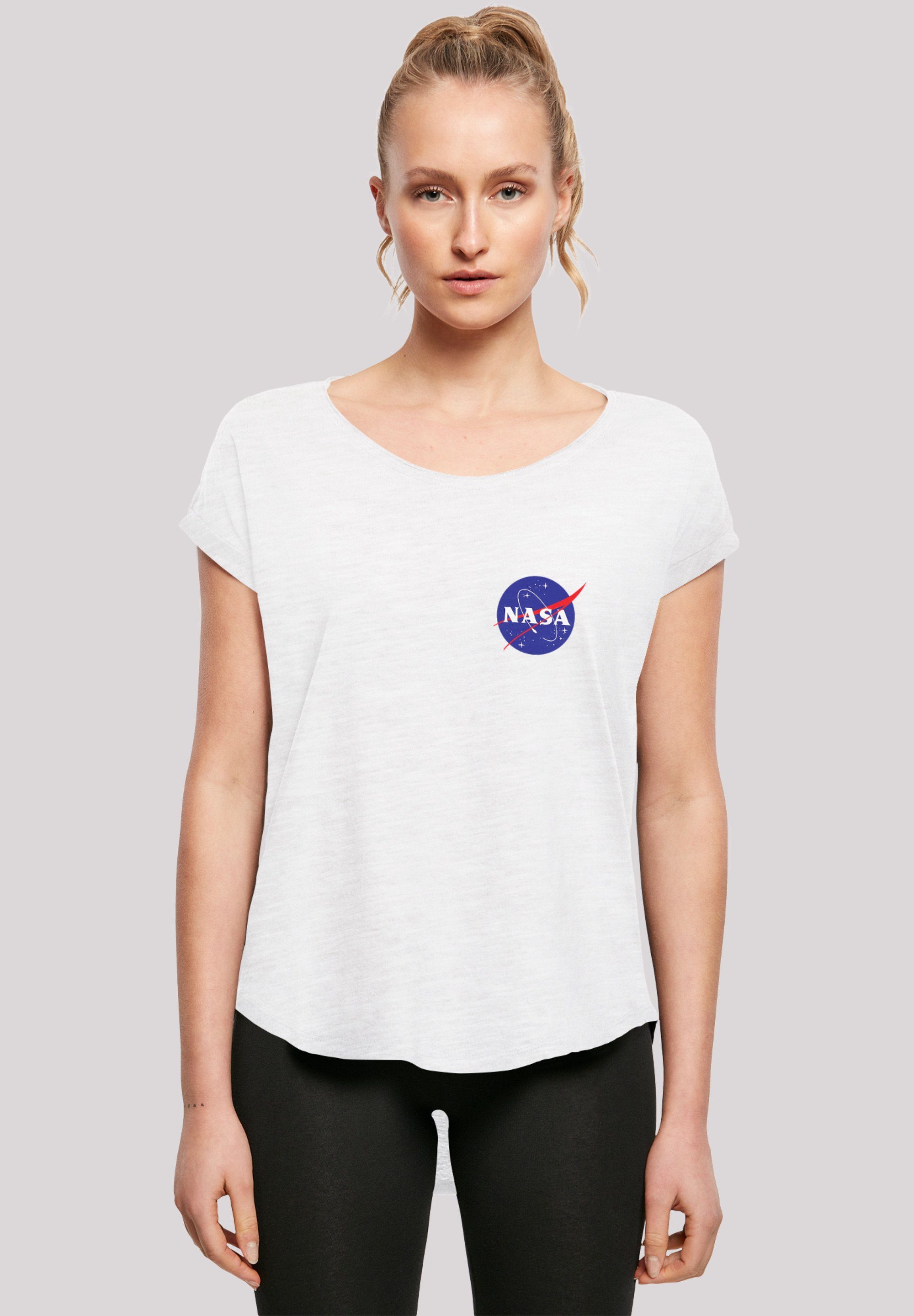 F4NT4STIC T-Shirt Long Cut T-Shirt NASA Classic Insignia Chest Logo White  Damen,Premium Merch,Lang,Longshirt,Bedruckt