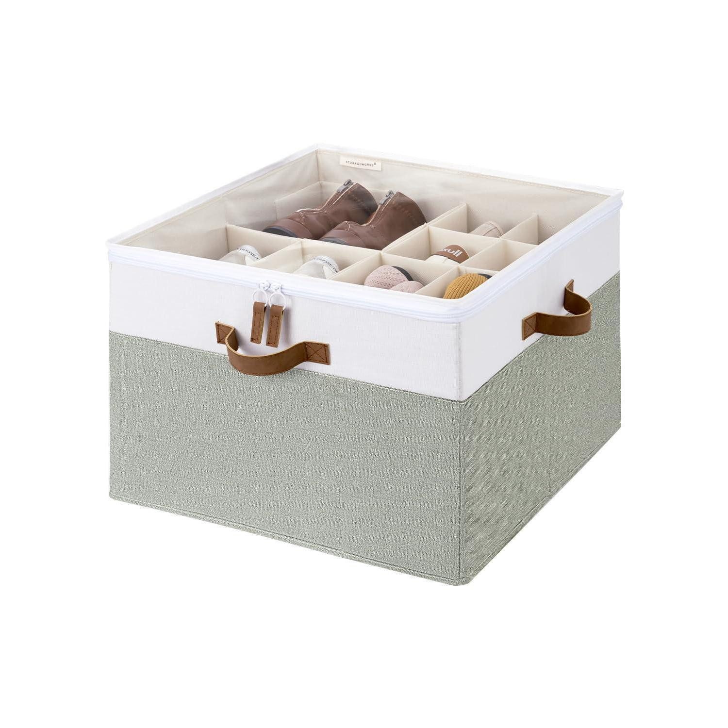LuxusKollektion Schuhregal Schuh-Organizer 16 Paar faltbar grün/weiß, 1-tlg.