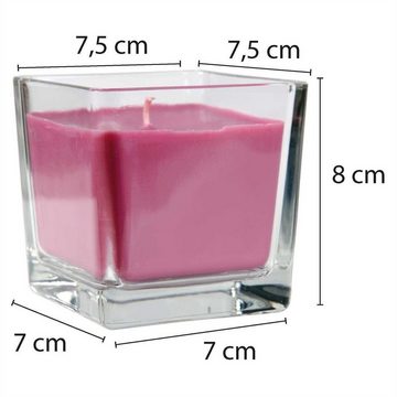 HS Candle Duftkerze (Dekokerze, 1-tlg), Kerze im Glas, "Viereck" mit ca. 40-50 Std. Brenndauer, Höhe: 8cm, Ø7,5cm