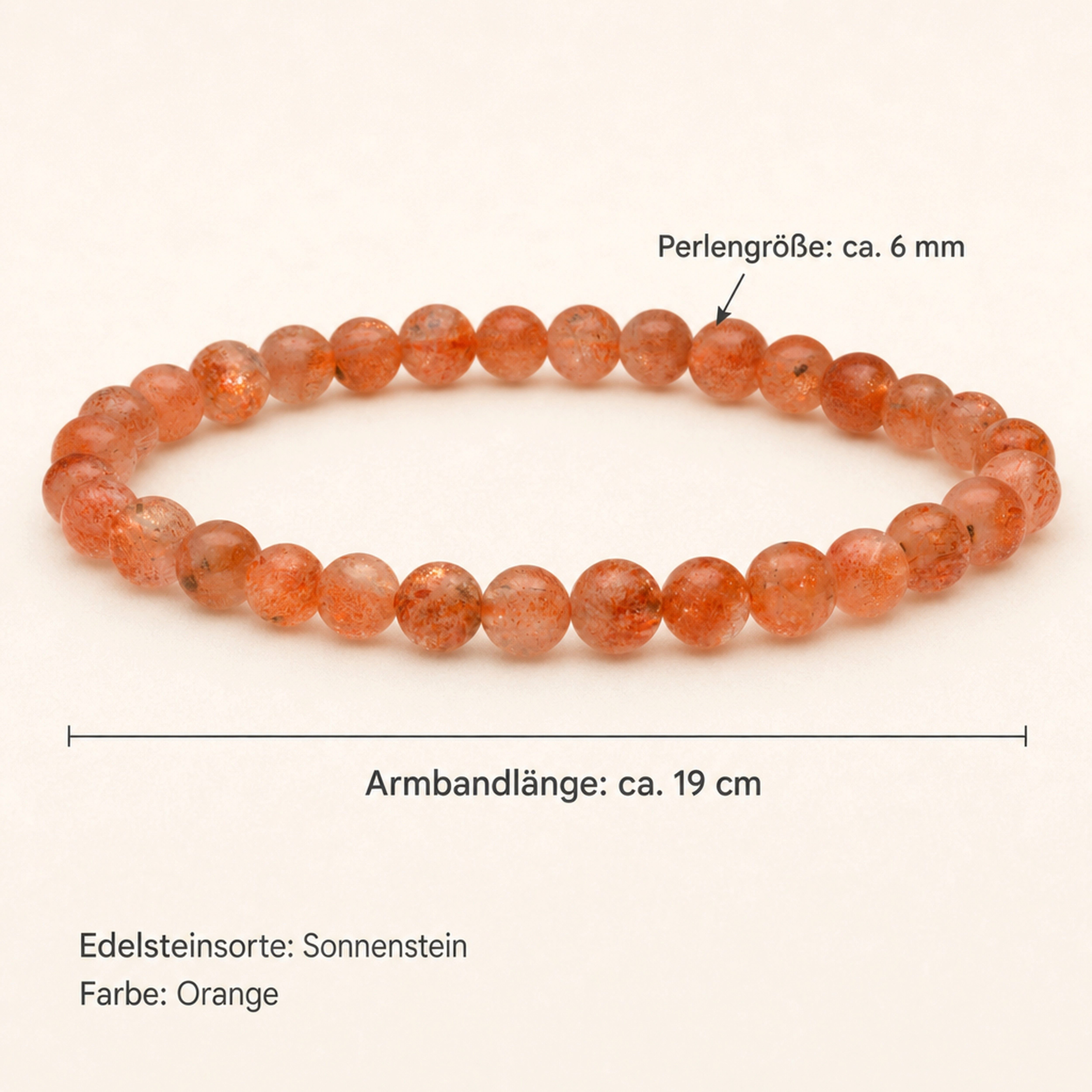 Lebensquelle Plus Armband Sonnenstein Kugelarmband, 6 mm – Bild 3 von 5