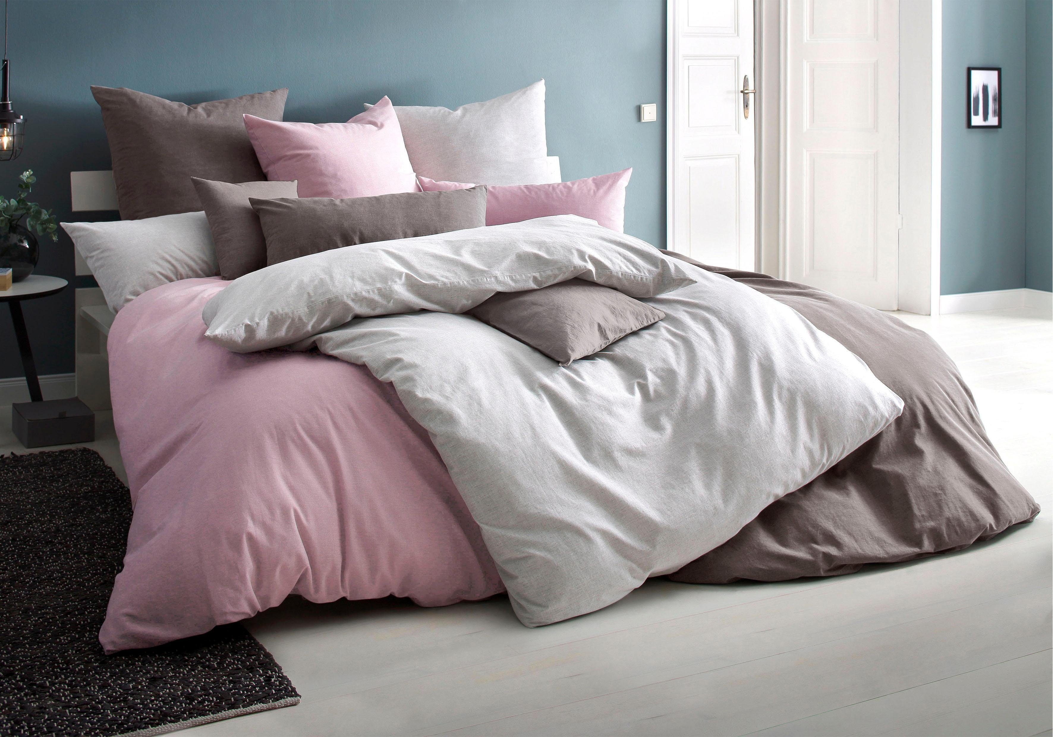 Home affaire Bettwäsche Melli, Biber, 2 teilig, Bettwäsche aus Baumwolle, Leinen-Look in Melange-Optik