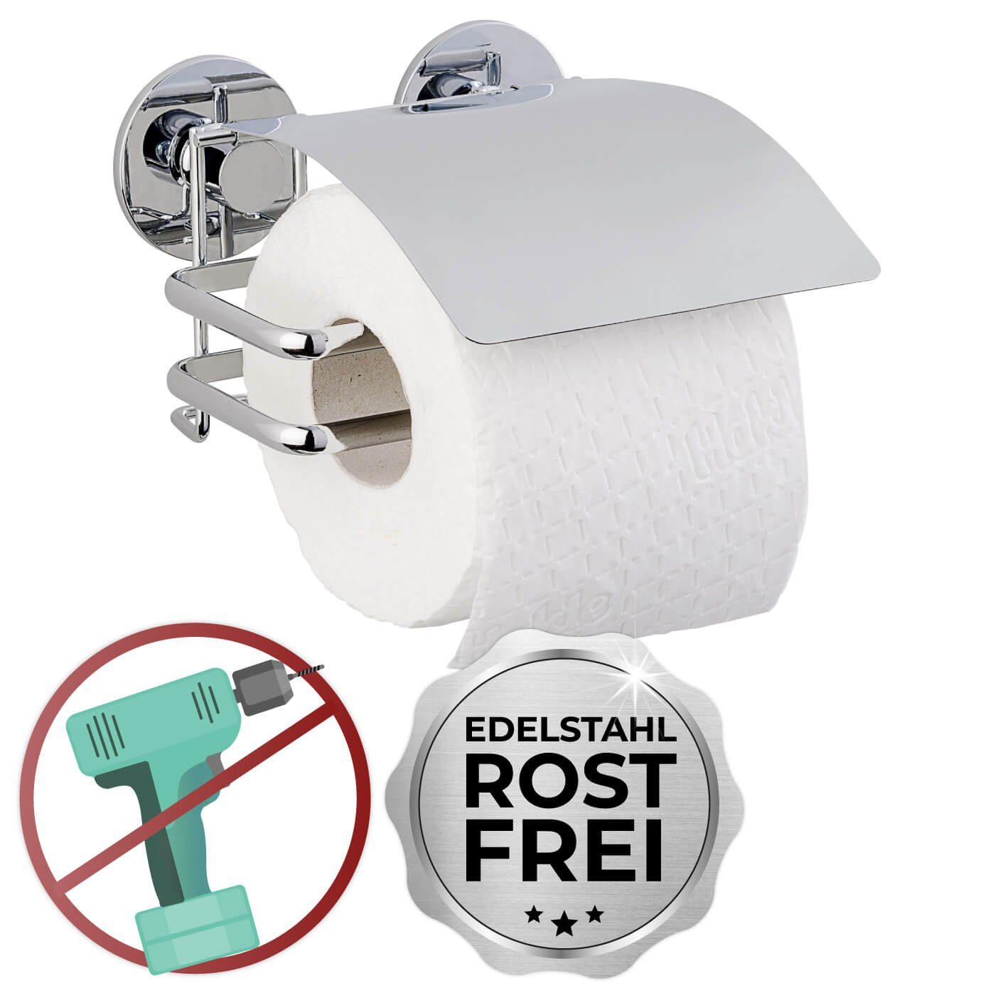 Bohren Halter WENKO Deckel Toilettenpapierhalter Papier ohne Wand Toiletten Rollen Edelstahl