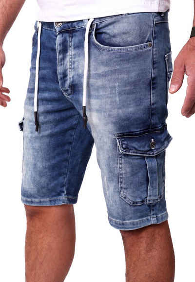Reslad Jeansshorts Reslad Cargo Jeans Shorts Herren Kurze Hosen Sommer - Sweathose in Cargo-Shorts Sweatjeans Jeansbermudas Stretch Jeans-Hose