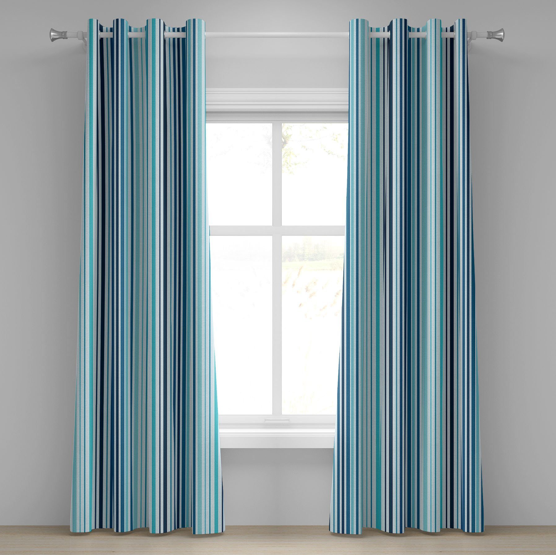 Gardine Dekorative 2-Panel-Fenstervorhänge für Schlafzimmer Wohnzimmer, Abakuhaus, Nautisch Gestreifte Pastell tonte