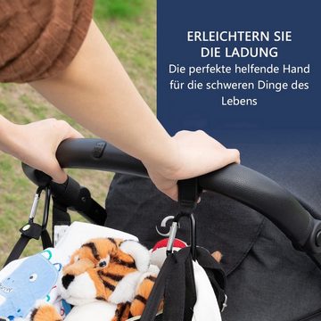 BOTC Kinderwagen-Adapter Karabiner Befestigungshaken für Wickeltasche Und Zubehör, (2-tlg), Kinderwagentaschenhaken - Kinderwagen - Haken für Taschen