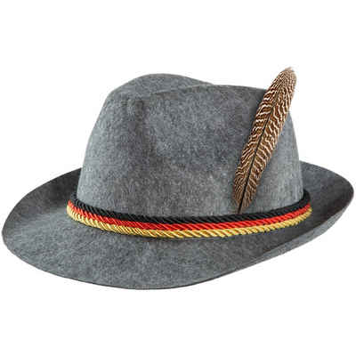 dressforfun Kostüm Grauer Trachtenhut mit Deutschlandfarben