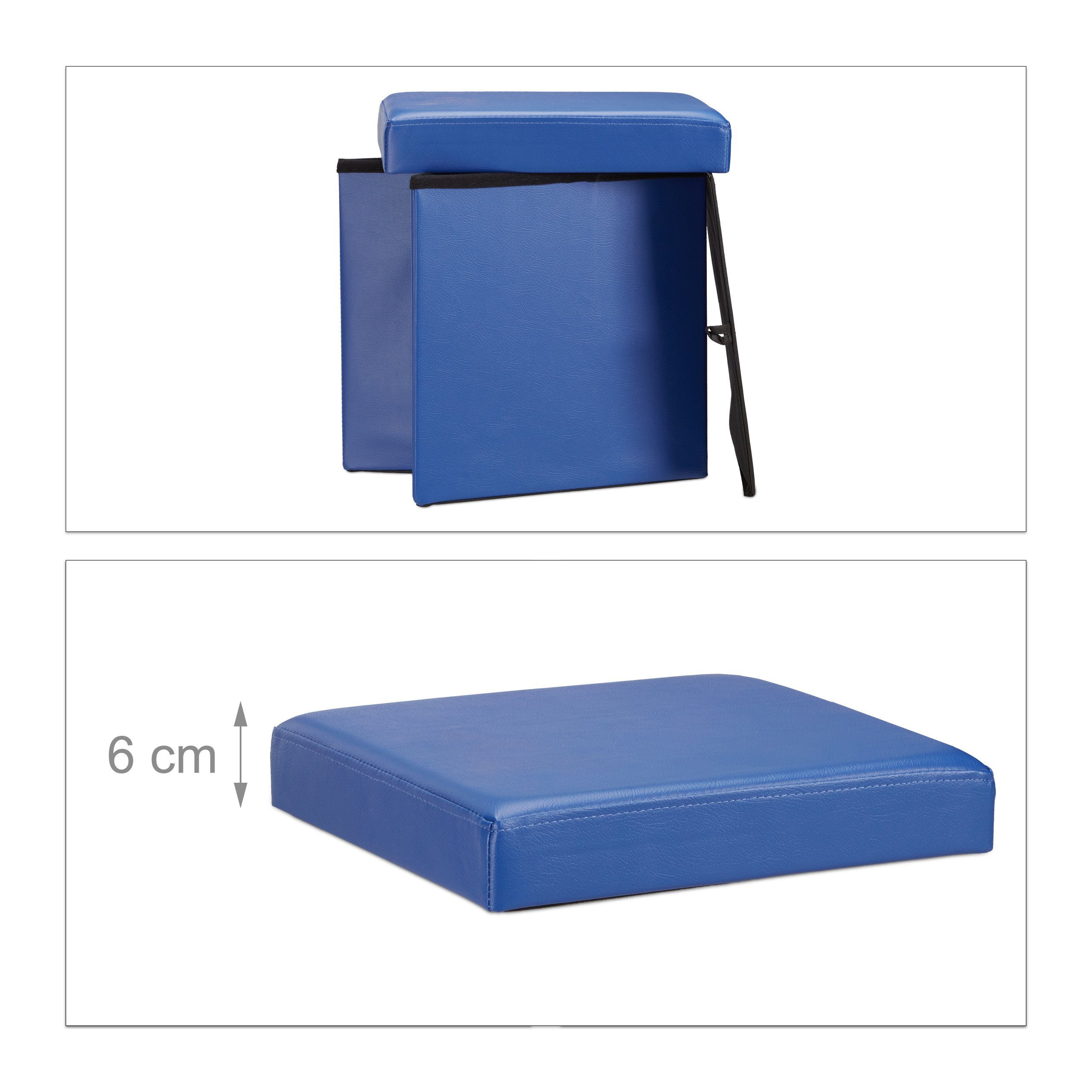 relaxdays Sitzhocker Faltbarer Sitzhocker Kunstleder, blau