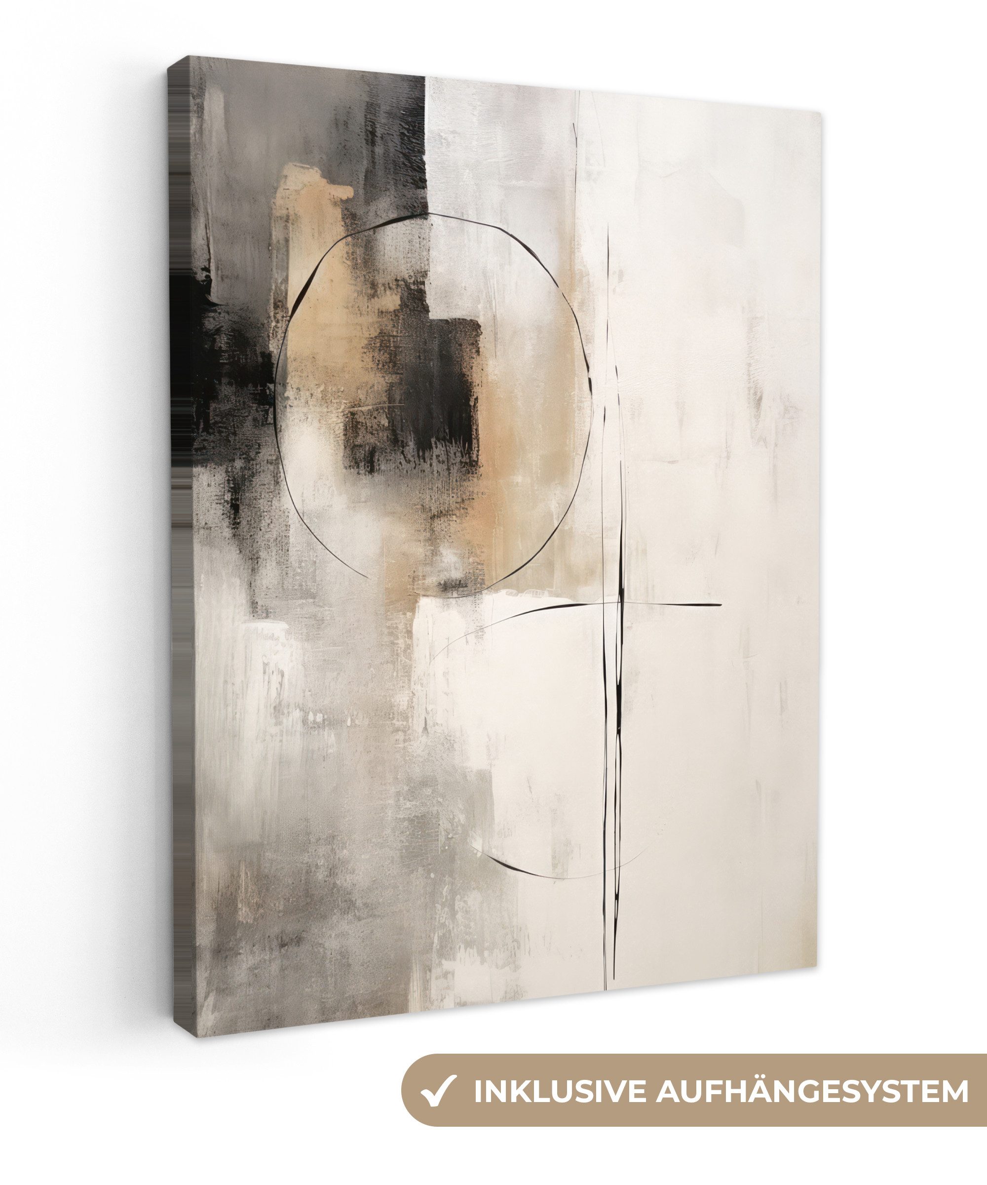 OneMillionCanvasses® Leinwandbild Kunst - Abstrakt - Grau - Industriell, Fotodruck (1 St), Leinwand Bilder für Wohnzimmer Schlafzimmer 60x80 cm