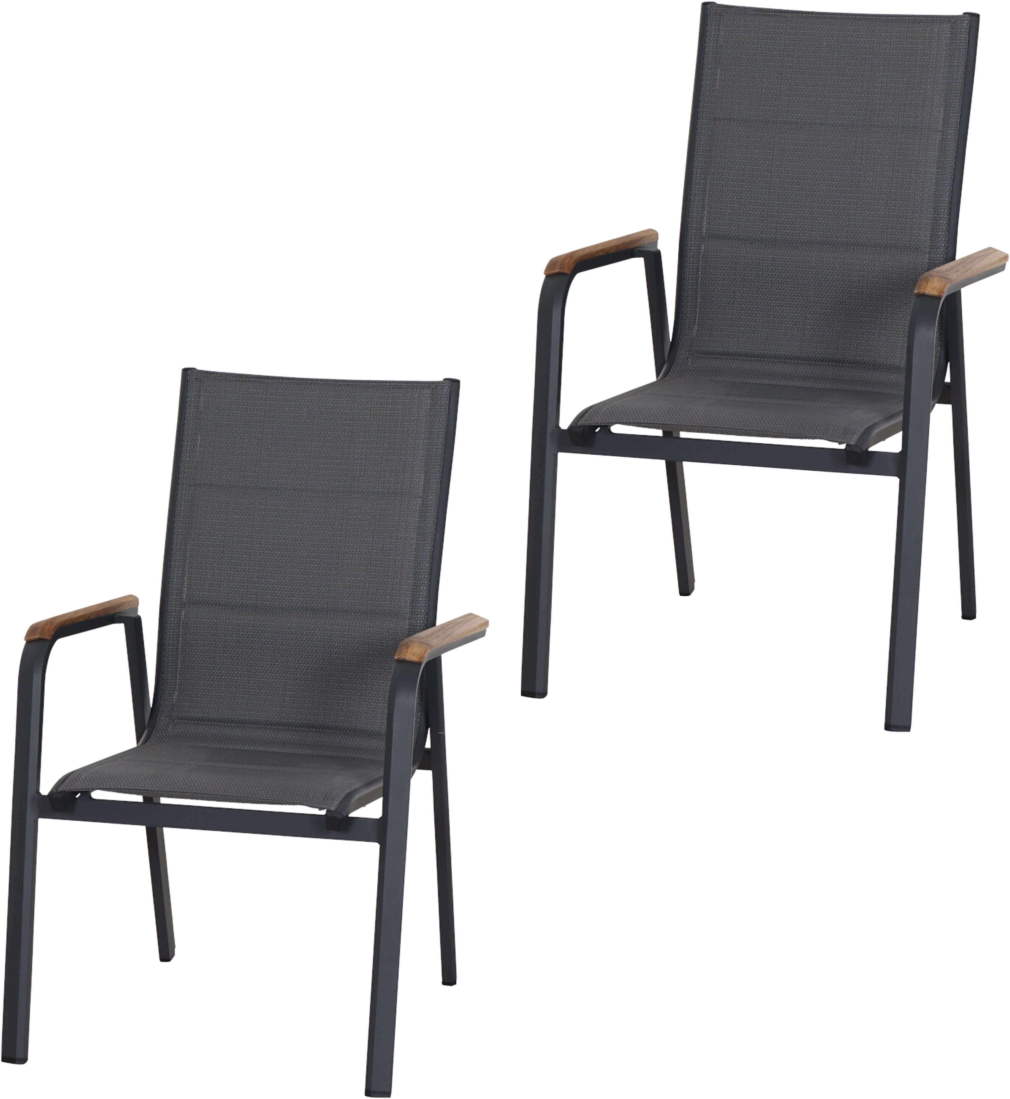 Siena Garden Gartensessel Tesoro Stapelsessel 2er-Set FSC (Set, 2-St), Alu, Textil, Teak FSC 100 %