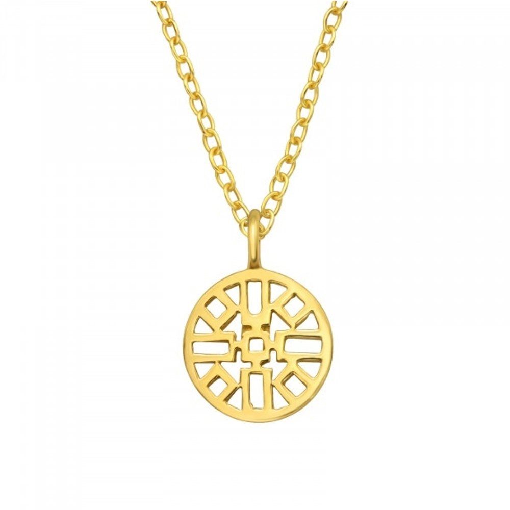 ALEXANDER YORK Kette mit Anhänger PLÄTTCHEN gemustert in Gold, 2-tlg., 925 Sterling Silber