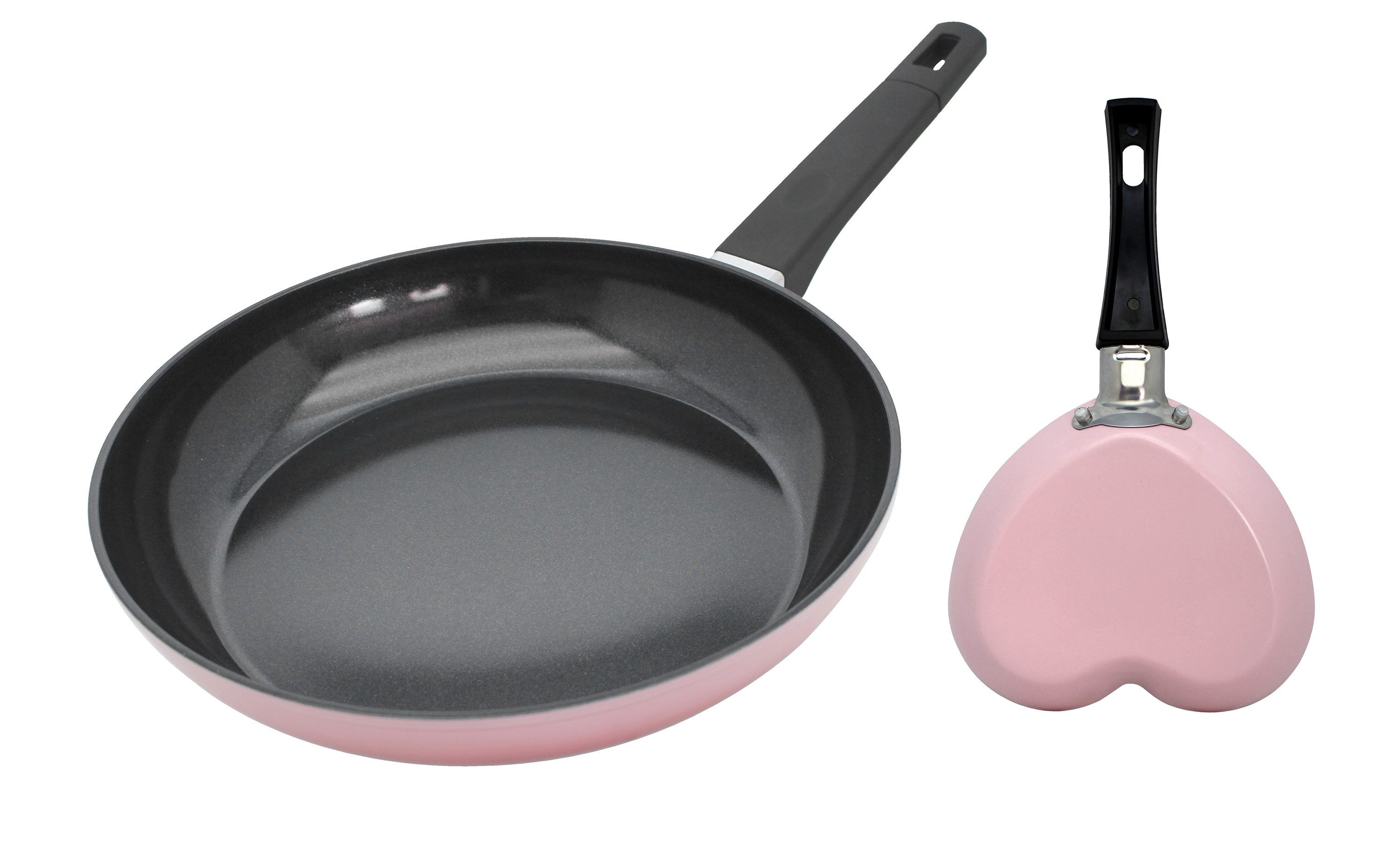 Elo Basic Bratpfanne Basic Pfanne + Gratis Mini Herzpfanne, Aluminium (Set, 2-tlg), aussen rosé Silicon Polyester beschichtet